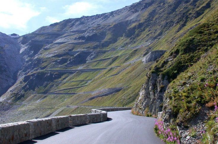 Klassiek zicht op de Stelvio, fietsen stelvio, stelvio fietsen prato, fietsen in italië, beklimming stelvio, stelvio vanuit Prato, beklimming stelvio prato