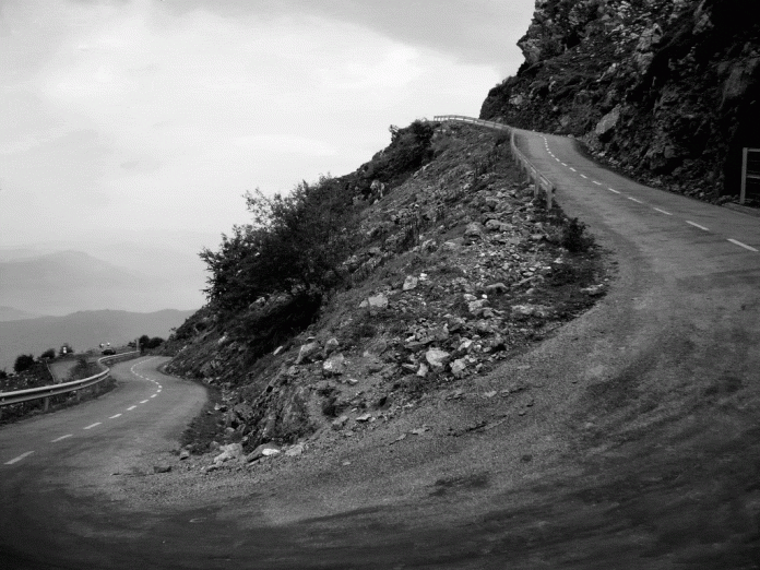 Een van de heftigste beklimmingen in de Vuelta, Angliru